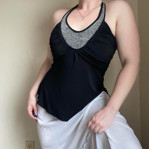 Y2K black beaded halter top - Picture 6 of 8